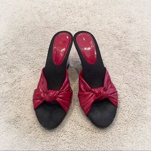 Red Wedge Sandals